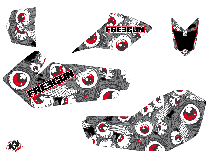 Kit déco Quad Freegun Eyed Suzuki LTZ 90 gris rouge (2007-2013) - vue 2