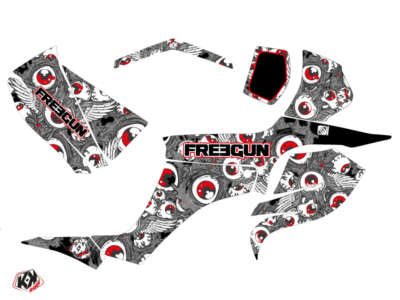 Kit Déco Quad Freegun Eyed Suzuki 250 LTZ Gris Rouge (2004-2011) - vue 2