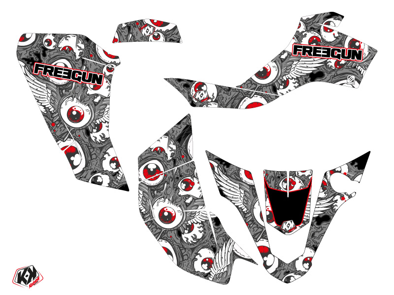 Kit Déco Quad Freegun Eyed Suzuki Z 50 Gris Rouge (2006-2018) - vue 2