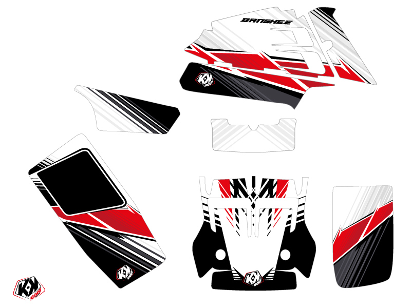 Kit Décoration Quad Stripe Yamaha Banshee Rouge 1987-2023 KUTVEK - vue 2