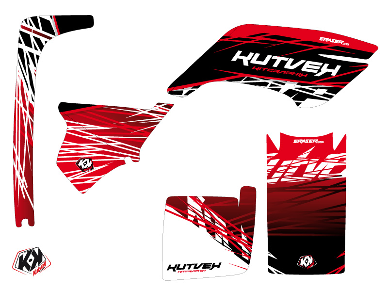 Kit décoration quad Eraser Yamaha Breeze rouge blanc 1994-2004 - vue 2