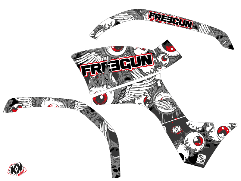 Kit déco Quad Freegun Eyed Yamaha 125 Grizzly Rouge 2005-2013 - vue 2