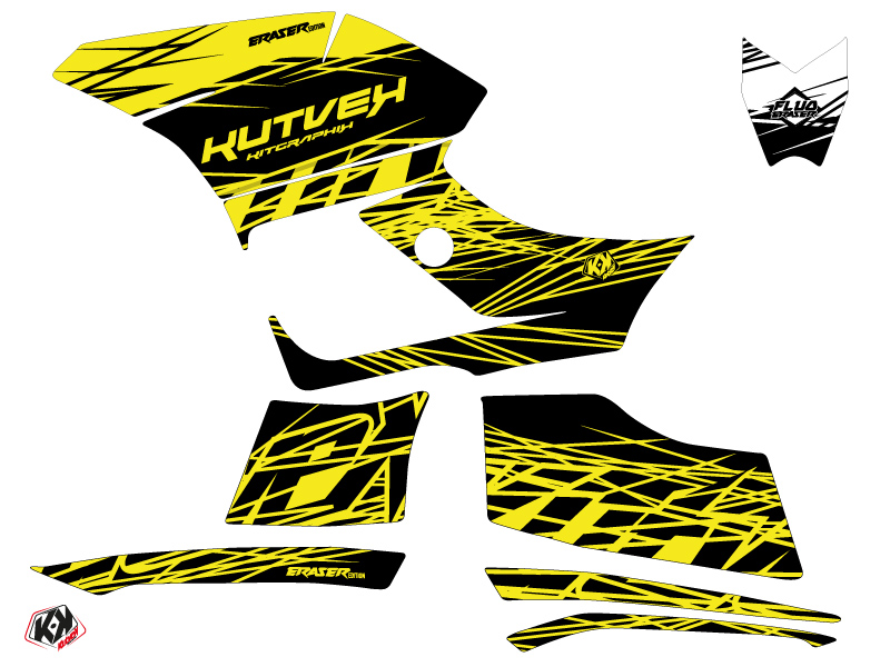 Kit Déco Quad Eraser Fluo Yamaha 300 Grizzly Jaune (2011-2014) KUTVEK - vue 2