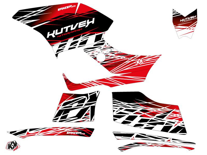 Kit décoration quad Eraser Yamaha 300 Grizzly rouge blanc (2011-2014) - vue 2