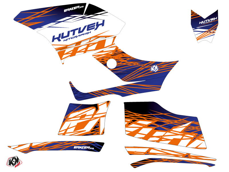 Kit Déco Quad Eraser Yamaha Grizzly 300 Bleu Orange 2011-2014 - vue 2