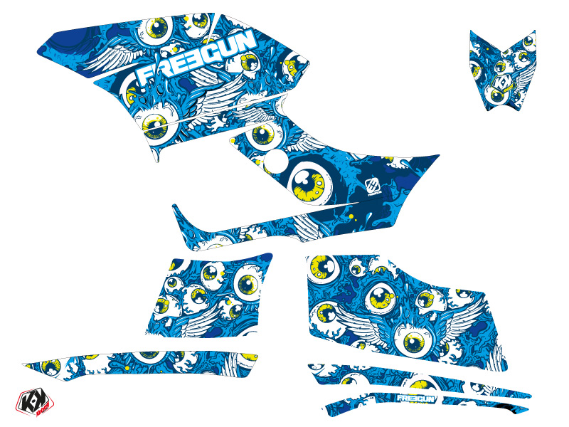 Kit déco Kutvek Freegun Eyed Yamaha 300 Grizzly bleu (2011-2014) - vue 2
