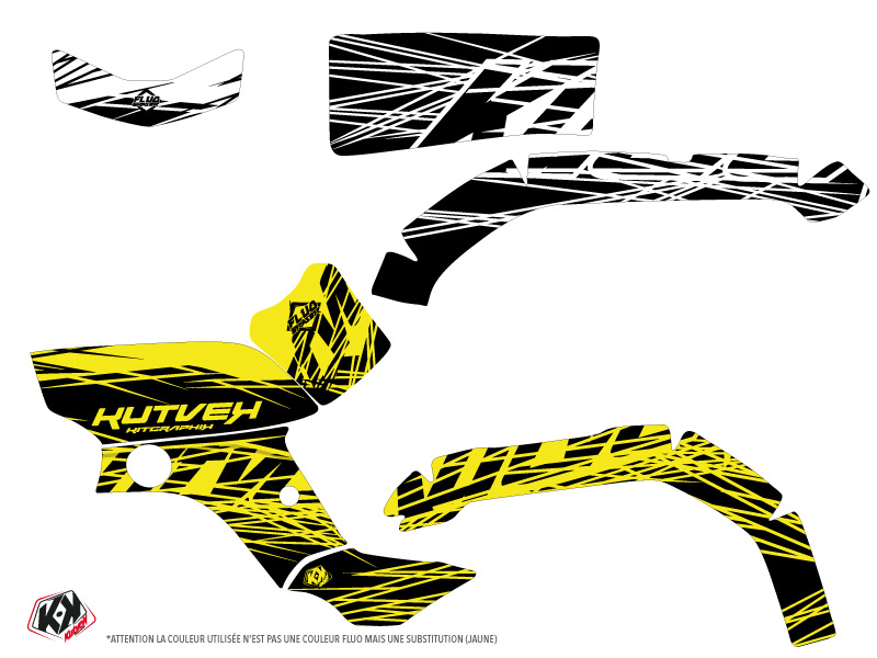 Kit déco quad Eraser Fluo Yamaha 350 Grizzly Jaune KUTVEK (2006-2018) - vue 2