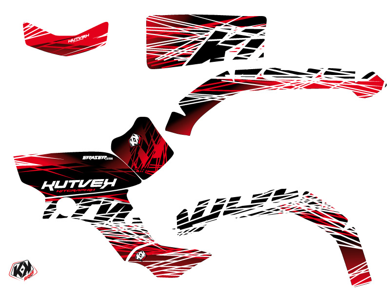 Kit déco Quad Eraser Yamaha 350 Grizzly Rouge Blanc 2006-2018 - vue 2