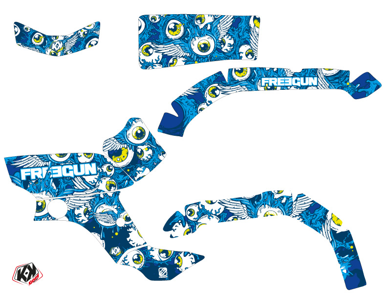 Kit Déco Quad Freegun Eyed Yamaha 350 Grizzly Bleu (2006-2018) - vue 2