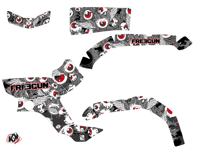Kit décoration Freegun Eyed Yamaha 350 Grizzly rouge (2006-2018) - vue 2