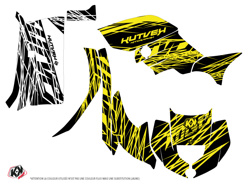 Kit Déco Quad Eraser Fluo Yamaha 450 Grizzly Jaune KUTVEK (2008-2018) - vue 2