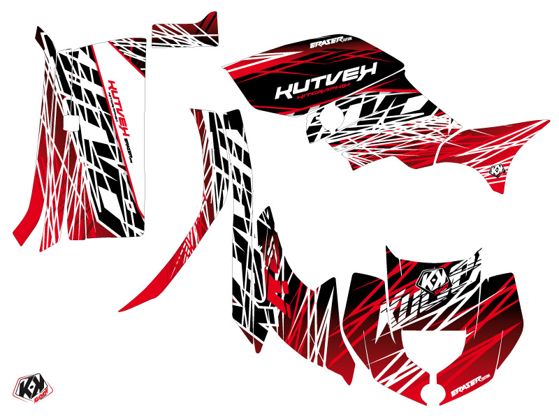 Kit décoratif Quad Eraser Yamaha 450 Grizzly Rouge Blanc 2008-2018 KUTVEK - vue 2