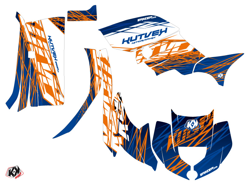 Kit Déco Quad Eraser Yamaha 450 Grizzly Bleu Orange (2008-2018) - vue 2