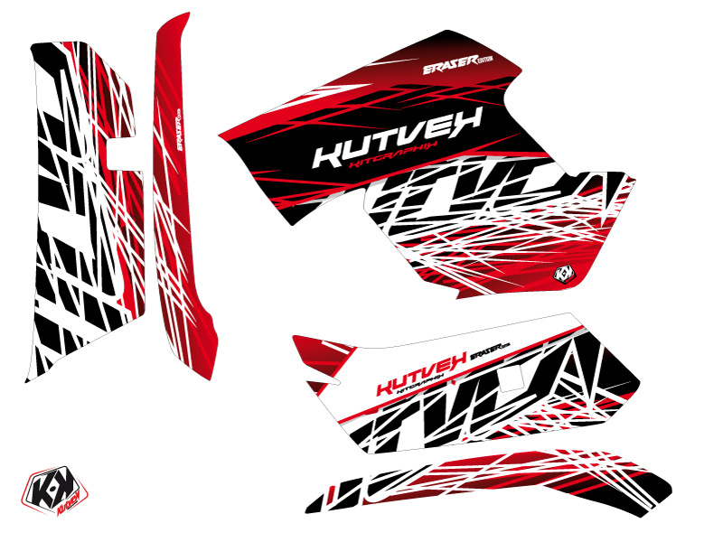 Kit Déco Quad Eraser Yamaha 550-700 Grizzly Rouge Blanc (2008-2015) - vue 2