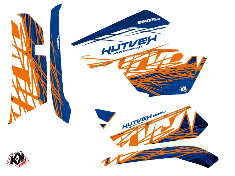 Kit déco Quad Eraser Yamaha 550-700 Grizzly bleu orange (2008-2015) KUTVEK - vue 2
