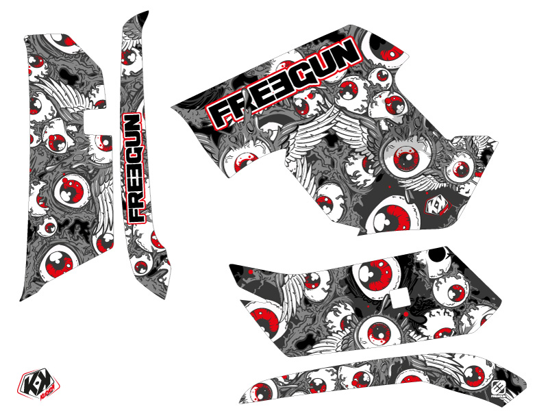 Kit Déco Quad Freegun Eyed Yamaha 550-700 Grizzly Rouge (2008-2015) - vue 2