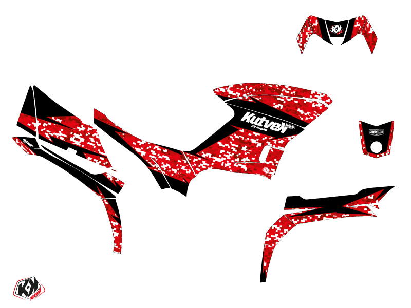Kit Déco Quad Prédateur Yamaha 450 Kodiak Noir Rouge (2003-2017) - vue 2