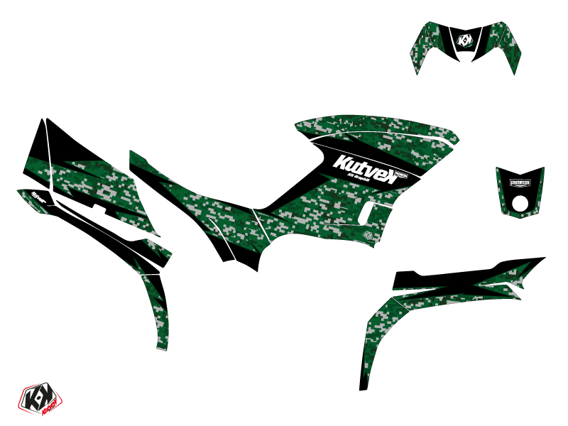 Kit plastique déco Predator Yamaha 450 Kodiak noir vert (2003-2017) KUTVEK - vue 2