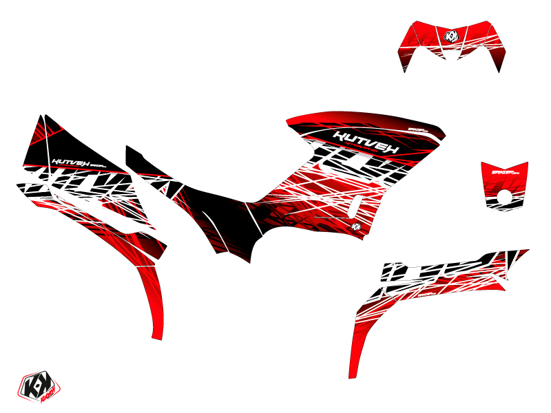 Kit Déco Quad Eraser Yamaha 450 Kodiak Rouge Blanc KUTVEK (2003-2017) - vue 2