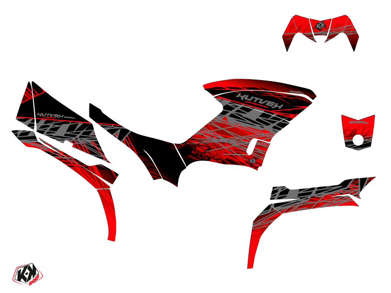 Kit Déco Quad Eraser Yamaha 450 Kodiak Rouge Gris KUTVEK (2018-2023) - vue 2
