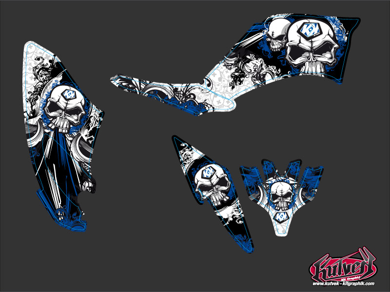 Kit décoration quad Trash Yamaha 250 Raptor noir bleu (2008-2014) - vue 2
