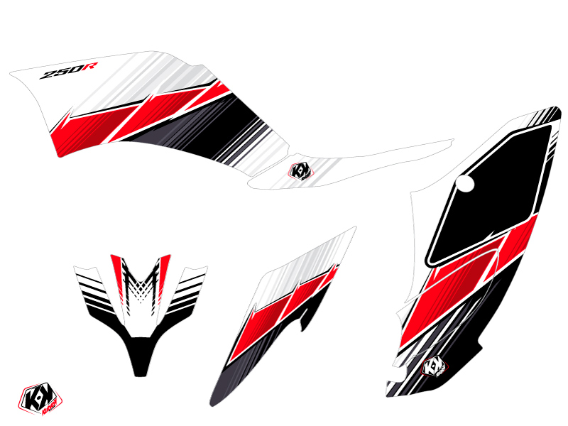 Kit Déco Quad Stripe Yamaha 250 Raptor Rouge (2008-2014) KUTVEK - vue 2