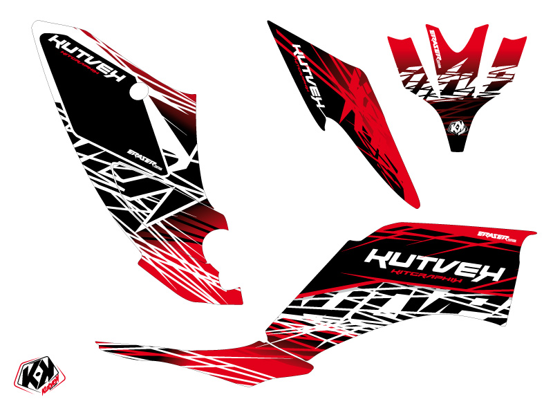 Kit Déco Quad Eraser Yamaha 250 Raptor Rouge Blanc (2008-2014) Kutvek - vue 2