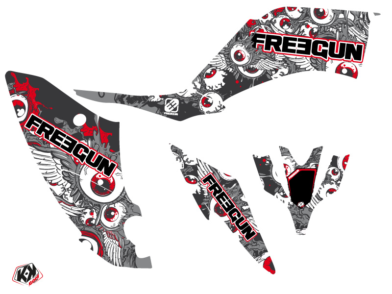 Kit Déco Quad Freegun Eyed Kutvek Yamaha 250 Raptor Rouge (2008-2014) - vue 2