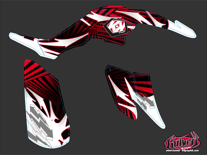 Kit déco quad Graff Yamaha 350 Raptor rouge (2005-2015) KUTVEK - vue 2