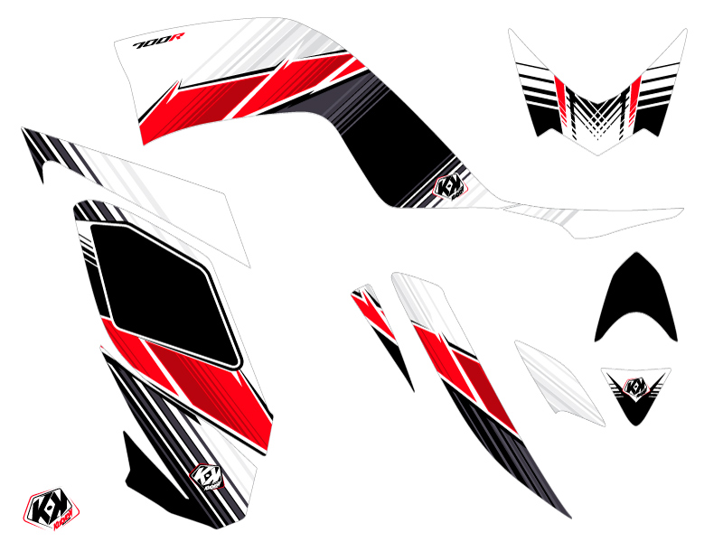 Kit Déco Quad Stripe Yamaha 700 Raptor Rouge KUTVEK (2006-2012) - vue 2