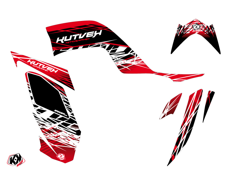 Kit Déco Quad Eraser Yamaha 700 Raptor Rouge Blanc 2006-2012 - vue 2