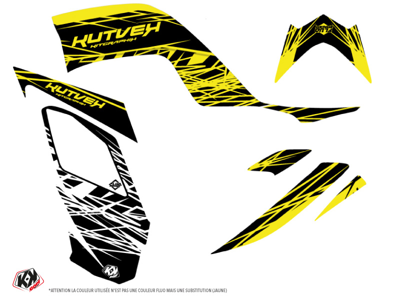 Kit décoration Eraser Fluo Yamaha 700 Raptor jaune KUTVEK (2013-2023) - vue 2