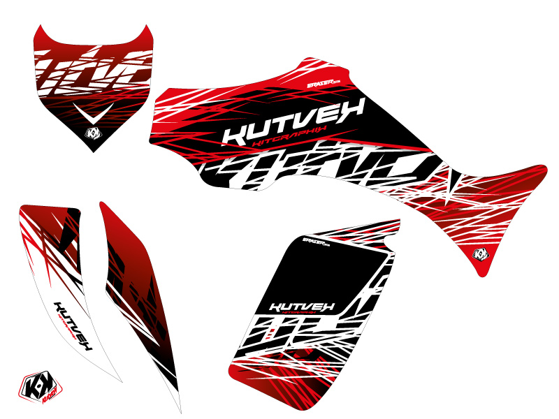 Kit déco quad Eraser Yamaha 350-450 Wolverine rouge blanc 2006-2009 - vue 2