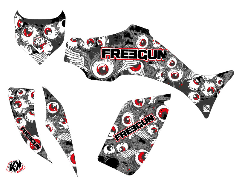 Kit Déco Quad Freegun Eyed KUTVEK Yamaha 350-450 Wolverine Rouge (2006-2009) - vue 2