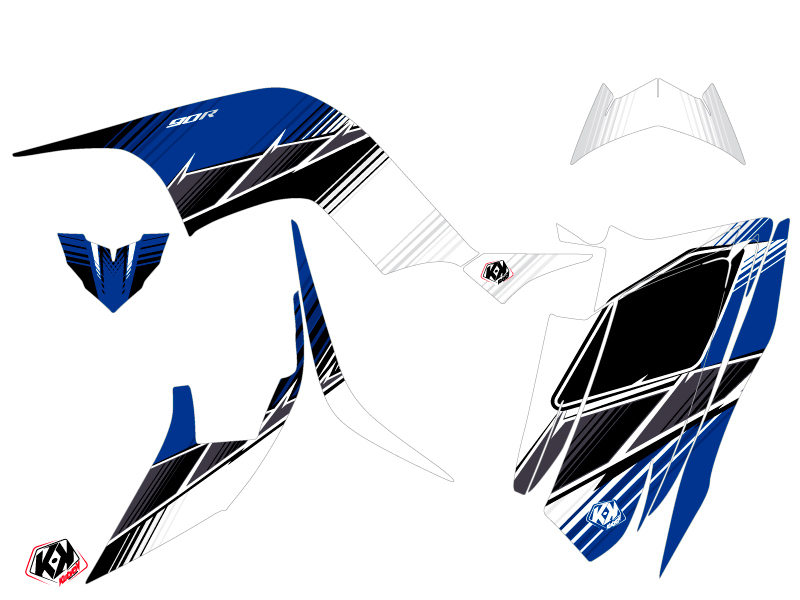 Kit Déco Quad Stripe Yamaha 90 Raptor Bleu (2009-2023) KUTVEK - vue 2
