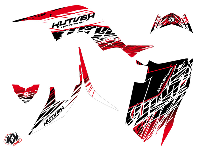 Kit Déco Quad Eraser Yamaha 90 Raptor Rouge Blanc (2009-2023) KUTVEK - vue 2