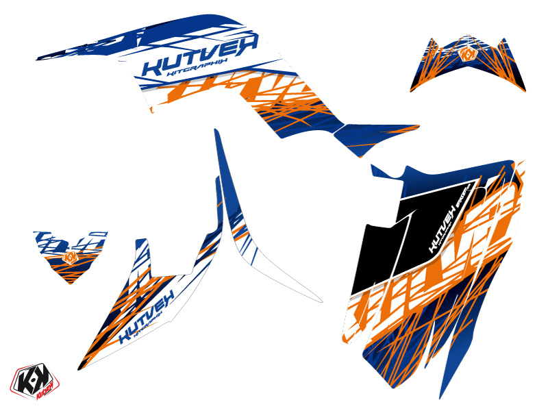 Kit Déco Quad Eraser Yamaha 90 Raptor Bleu Orange KUTVEK (2009-2023) - vue 2