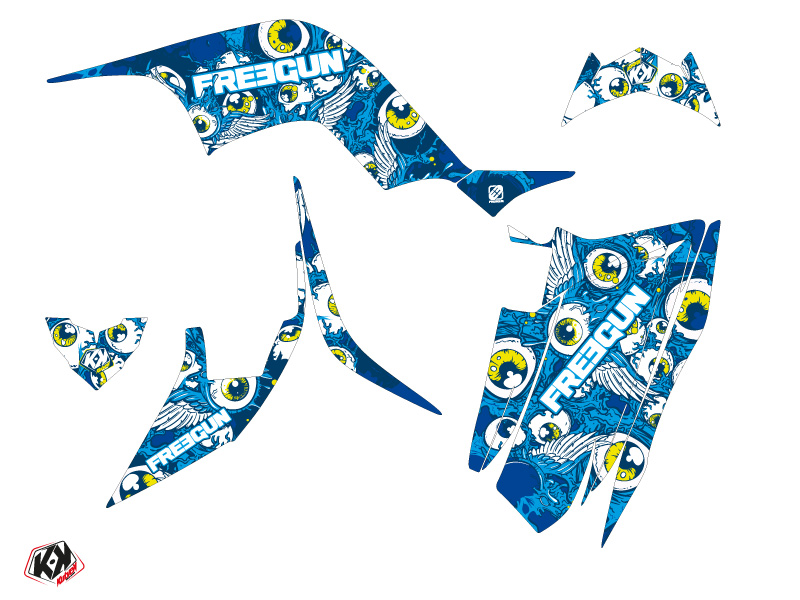 Kit décoration Freegun Eyed Yamaha 90 Raptor bleu KUTVEK (2009-2023) - vue 2