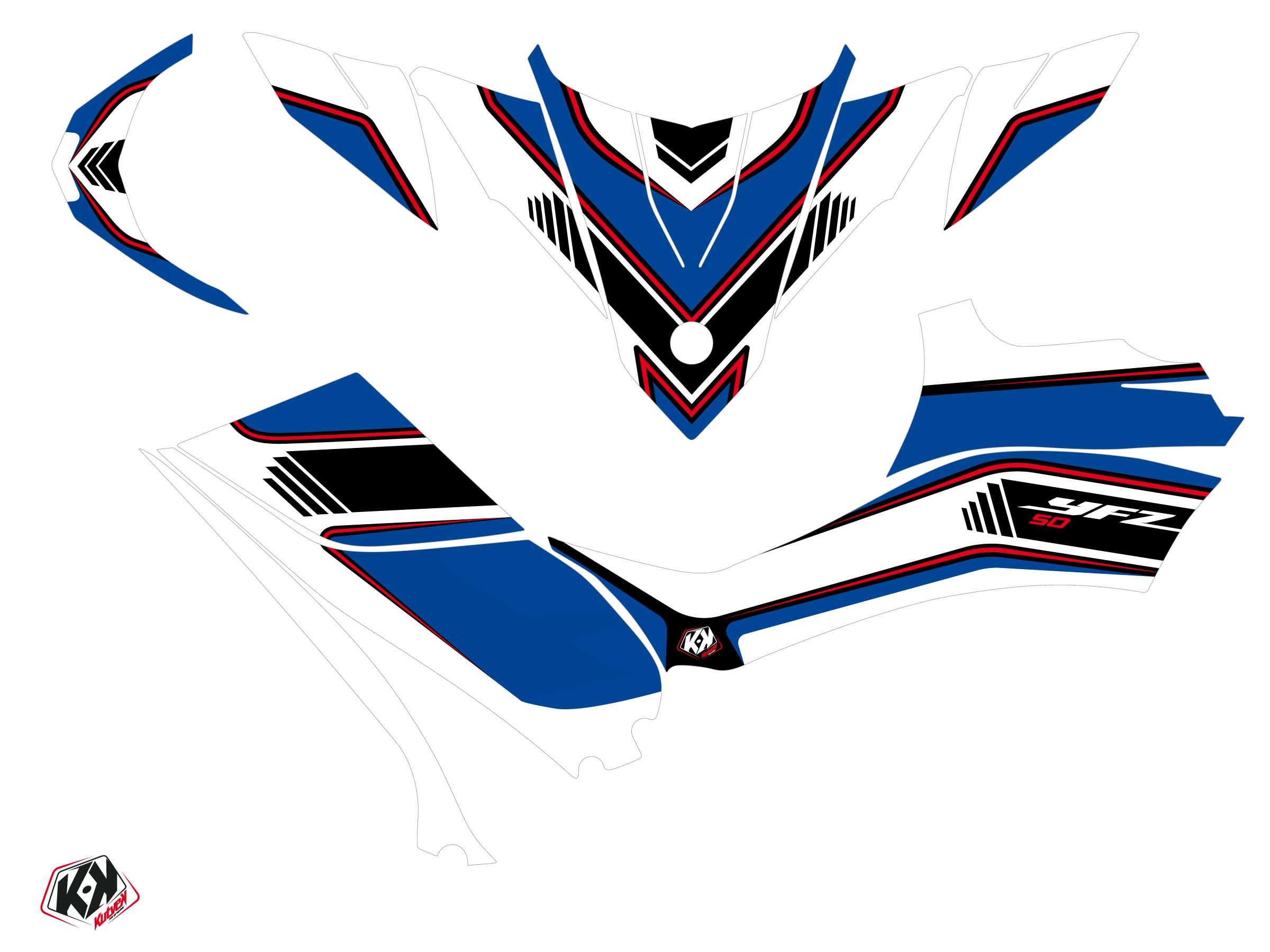 Kit décoration quad Yamaha 50 YFZ rouge 2016-2023 Kutvek - vue 2