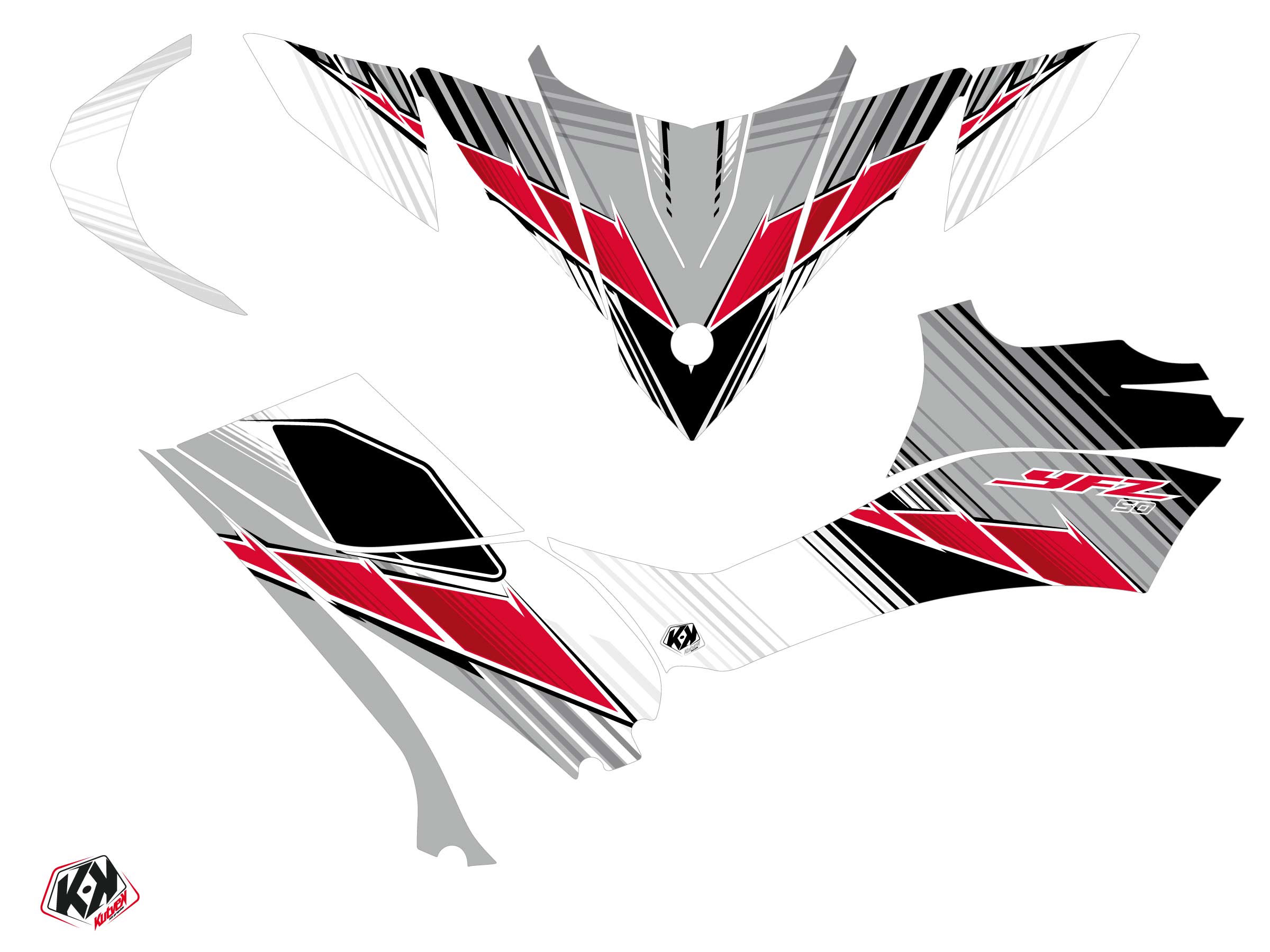 Kit Déco Quad Stripe Yamaha 50 YFZ Rouge KUTVEK (2016-2023) - vue 2