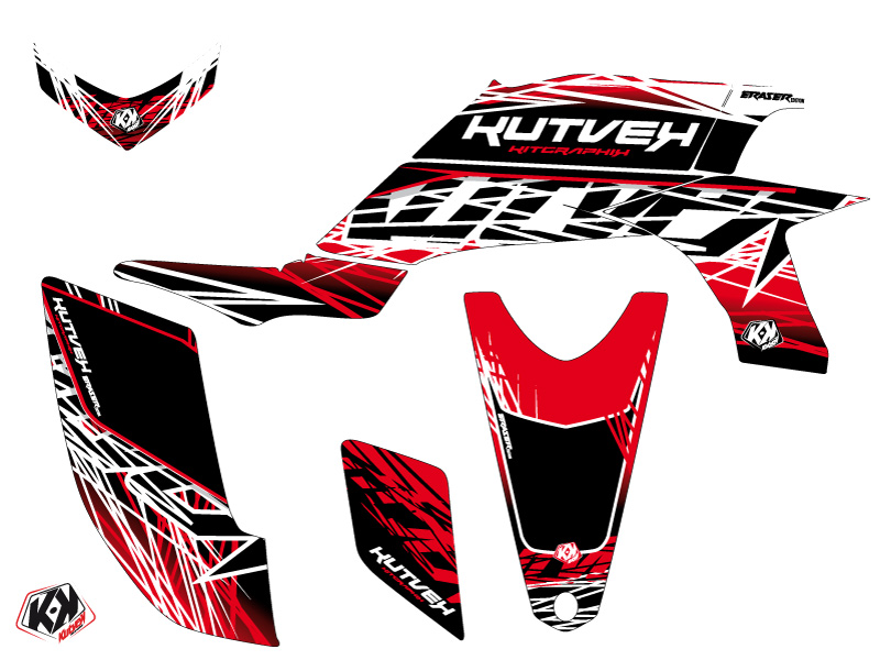 Kit Déco Quad Eraser Yamaha 450 YFZ Rouge Blanc (2004-2009) - vue 2