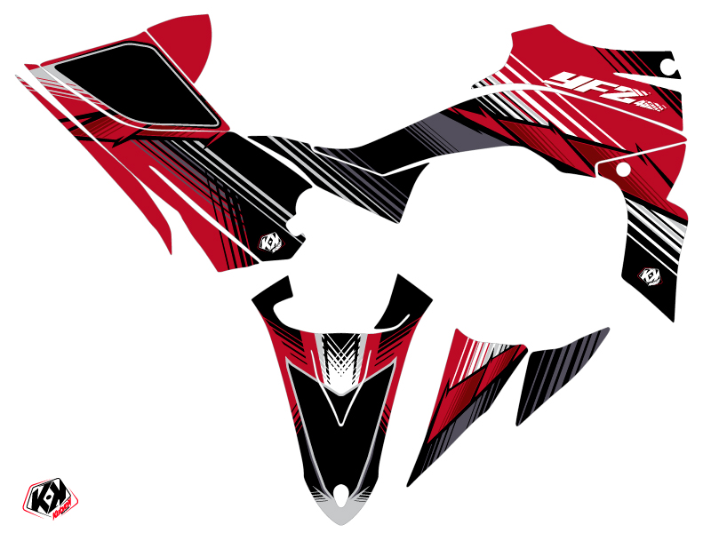 Kit Déco Quad Stripe Yamaha 450 YFZ R Rouge Noir (2009-2013) - vue 2