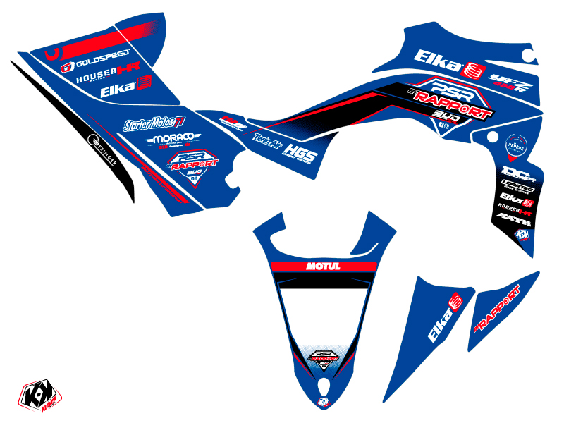Kit déco quad replica Rapport K20 Yamaha 450 YFZ R bleu rouge (2014-2023) - vue 2