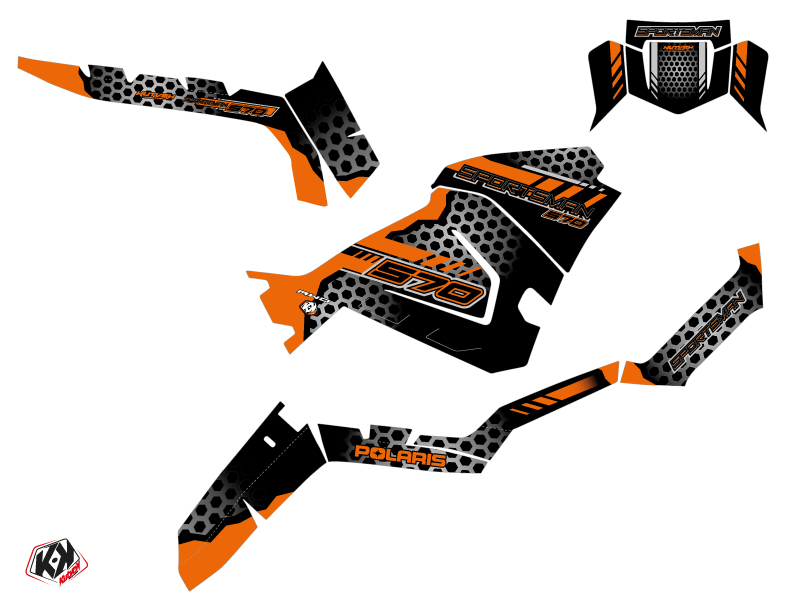 Kit Déco Quad Splinter Polaris 570 Sportsman Noir Orange 2021-2023 - vue 2