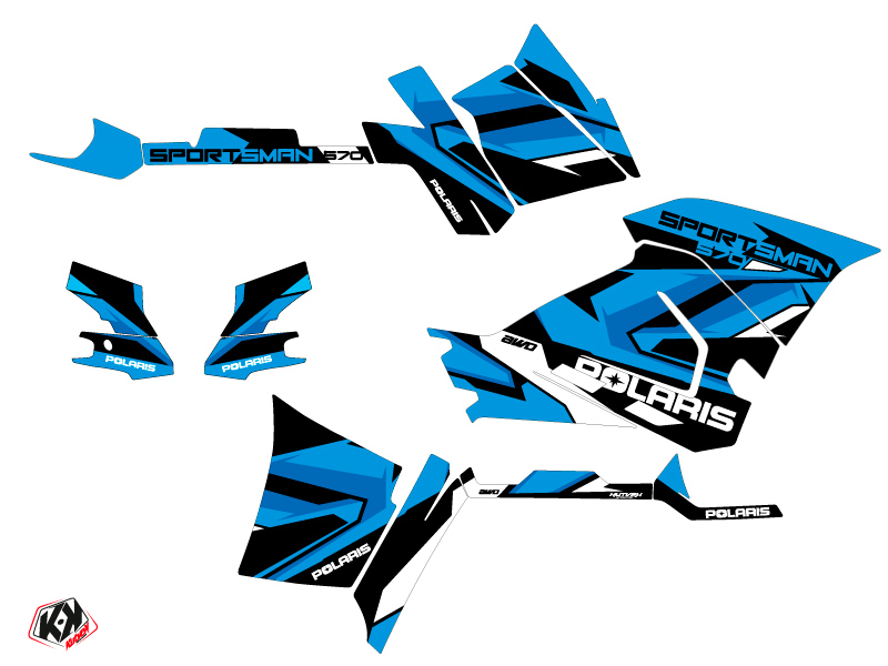 Kit déco Kutvek Quad Polaris 570 Sportsman Forest bleu blanc 2021-2023 - vue 2