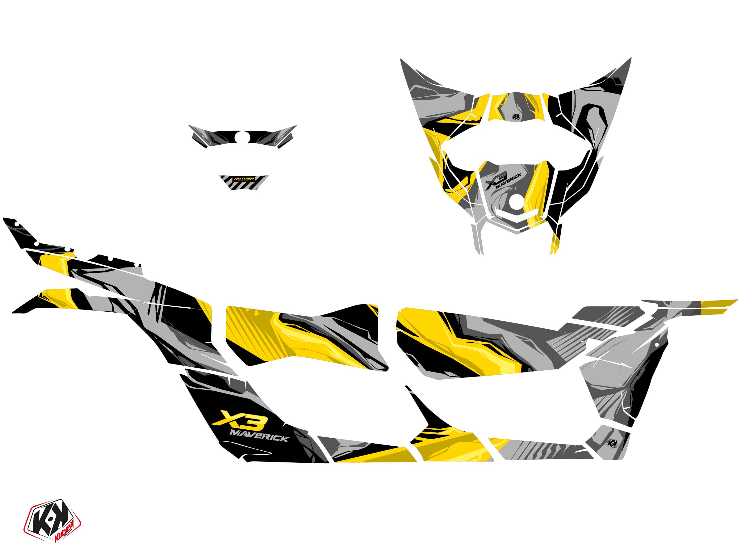 Kit Déco Kliff Can-Am Maverick X3 MAX Jaune KUTVEK (2017-2023) - vue 2
