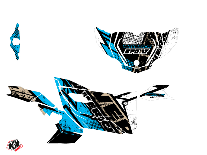 Kit Déco SSV Kraft Can-Am Maverick Sport avec Portes Blanc Bleu (2018-2023) - vue 2