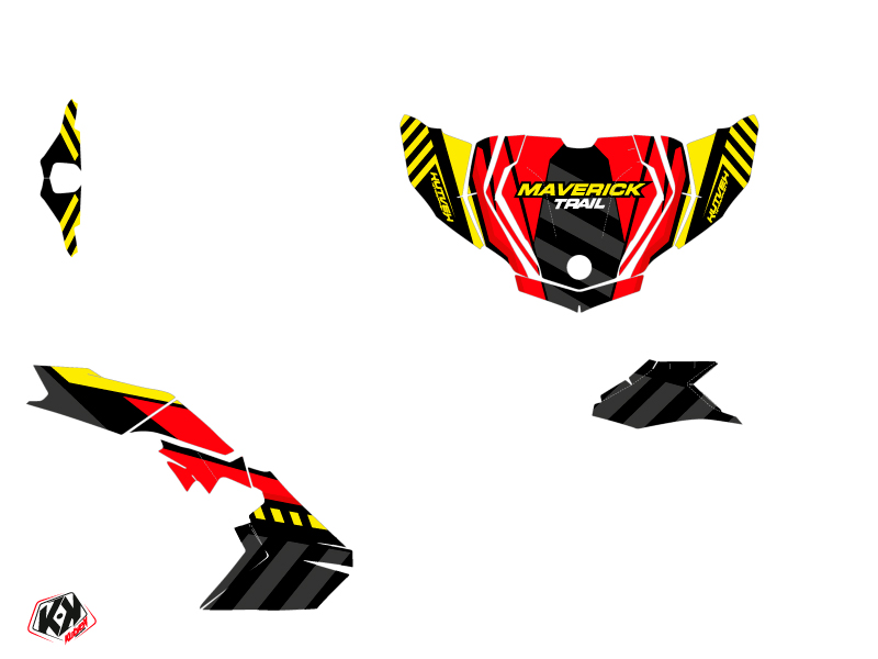 Kit Déco SSV Konkeror Can-Am Maverick Trail Rouge Jaune 2018-2023 - vue 2