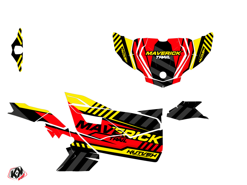 Kit Déco SSV Konkeror Can-Am Maverick Trail avec Portes Rouge Jaune (2018-2023) - vue 2