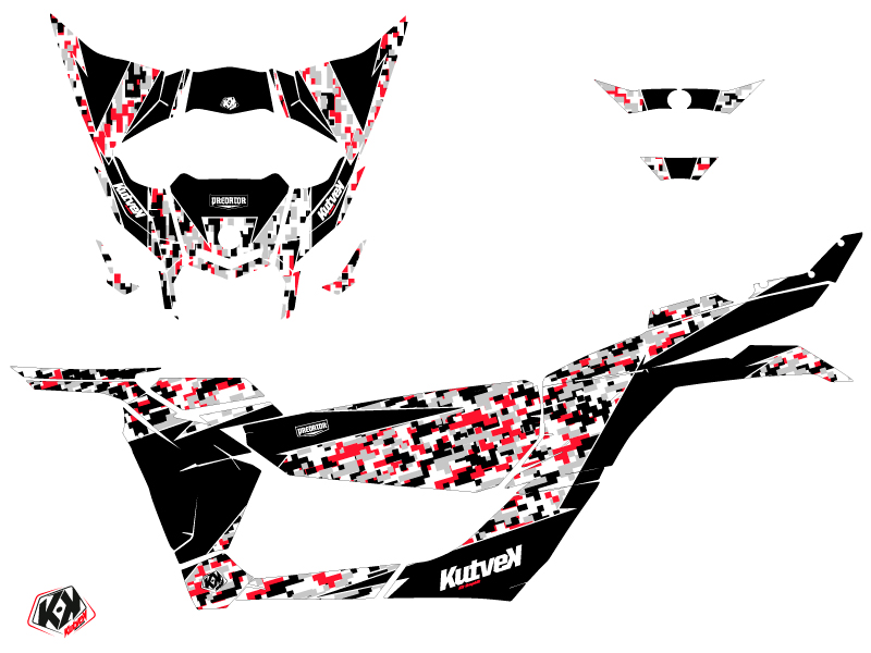 Kit décoration SSV Prédator Can-Am Maverick X3 gris rouge (2017-2023) KUTVEK - vue 2